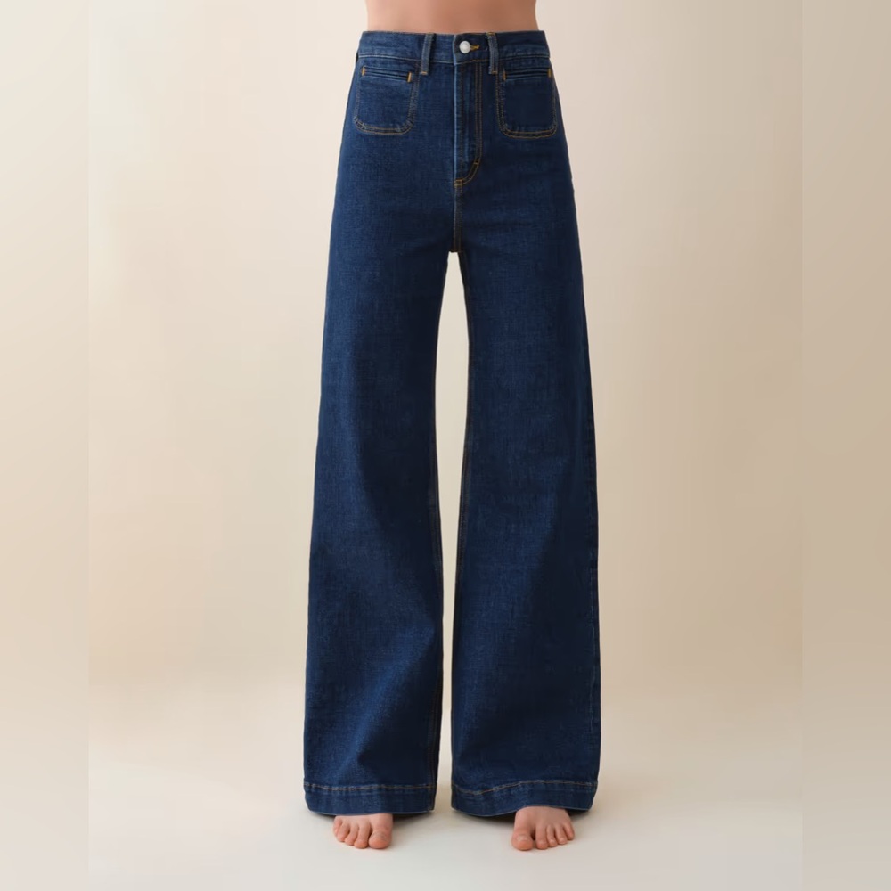 NWT Jeanerica Roma High Waisted Wide Leg Two Weeks Blue Jeans 24 Tuckernuck